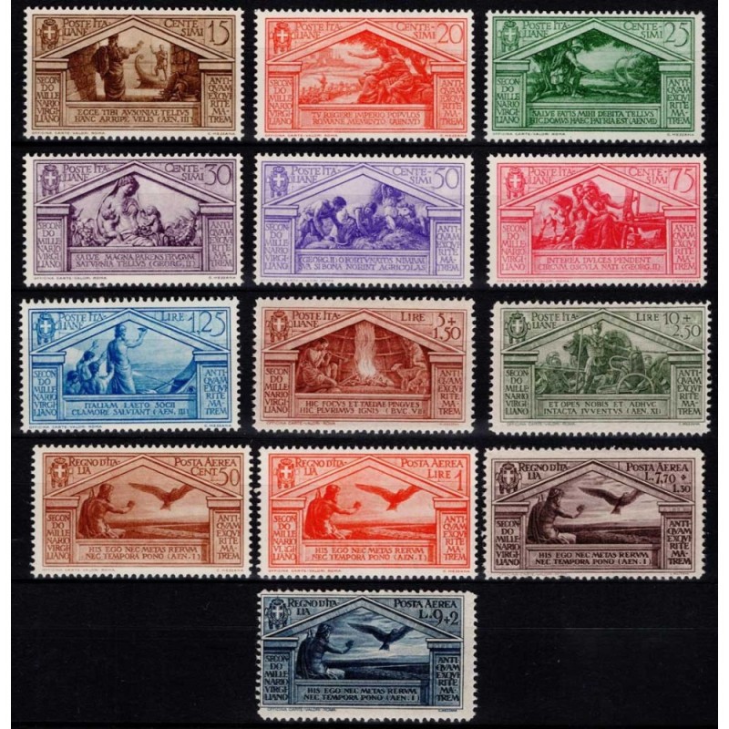 REGNO D'ITALIA 1930 BIMILLENARIO VIRGILIO 13 VALORI G.I MNH** CENTR...