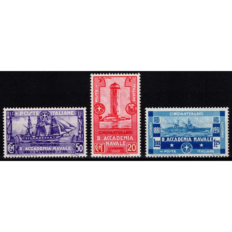 REGNO D'ITALIA 1931 ACCADEMIA NAVALE 3 V. G.I MNH** CENTRATI  | Fil...