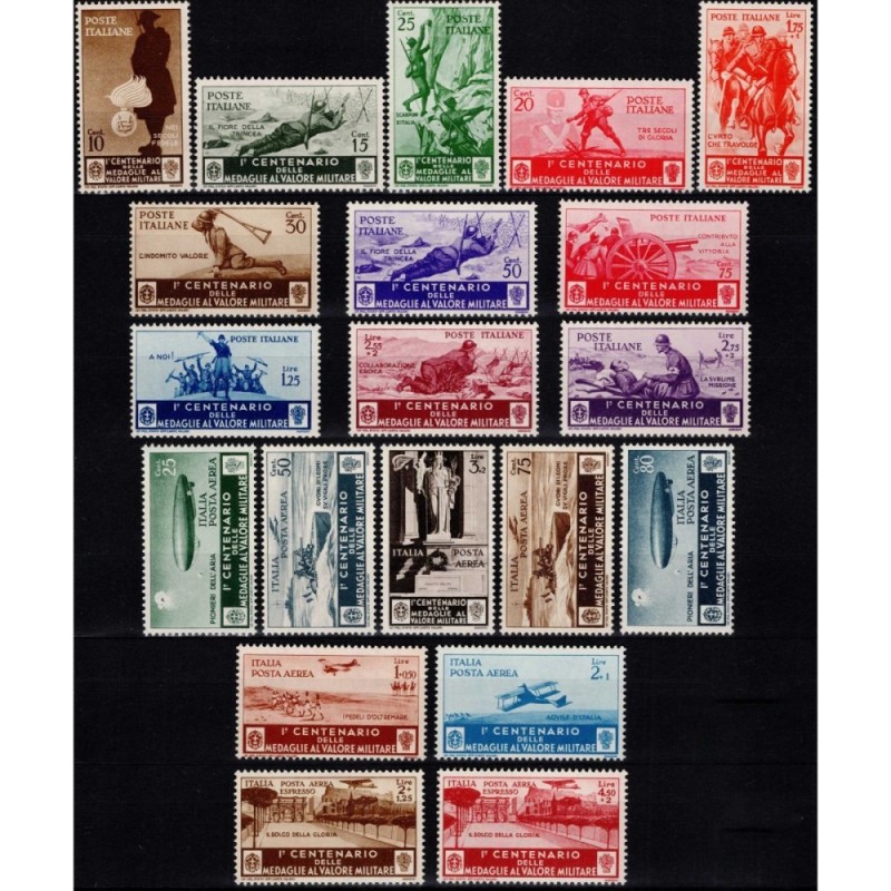 REGNO D'ITALIA 1934 MEDAGLIE AL VALOR MILITARE 20 V. G.I MNH**  | F...