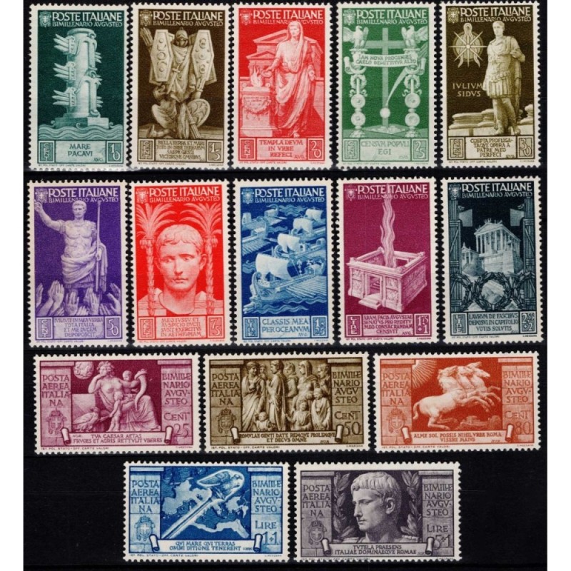 REGNO D'ITALIA 1937 BIMILLENARIO AUGUSTO 15 V. G.I MNH** CENTRATI  ...