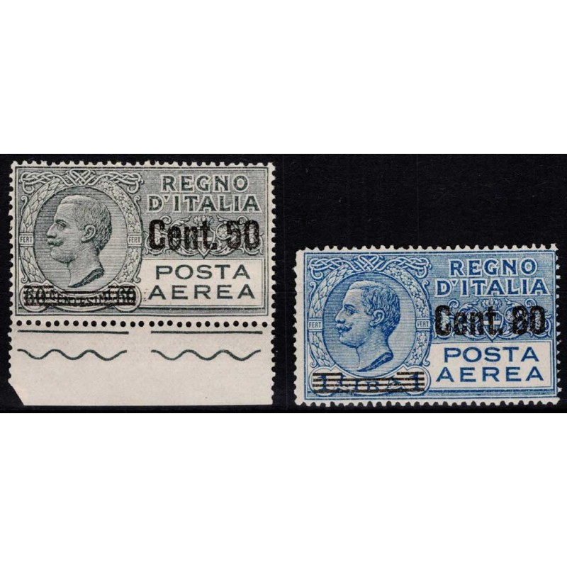 REGNO 1927 P/A SERIE COMPLETA 2 V. SOPRASTAMPATI G.I MNH**  | Filat...