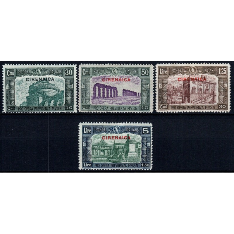 COLONIE 1930 CIRENAICA MILIZIA III S.17 4 VALORI G.I MNH**  | Filat...