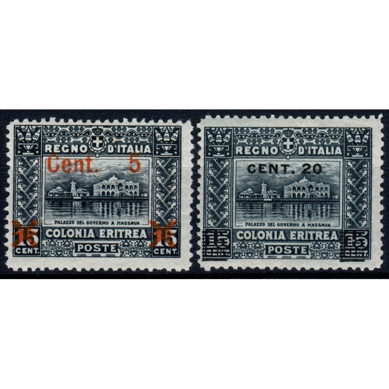 COLONIE 1916 ERITREA SOPR. S.8 2 VALORI G.I MNH**  | Filatelia Meloni