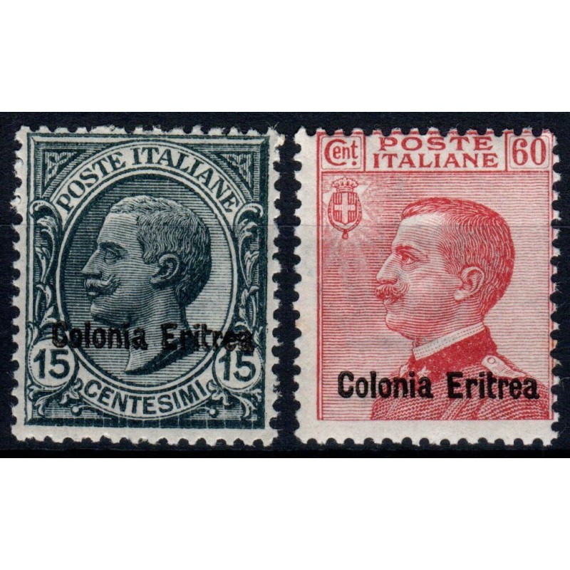 COLONIE 1918-20 ERITREA SOPR. S.9 2 VALORI G.I MNH**  | Filatelia M...