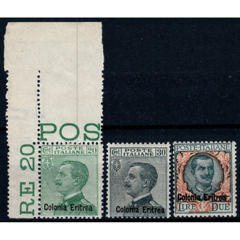 COLONIE 1925 ERITREA SOPR. 3 VALORI S.20 G.I MNH**  | Filatelia Meloni