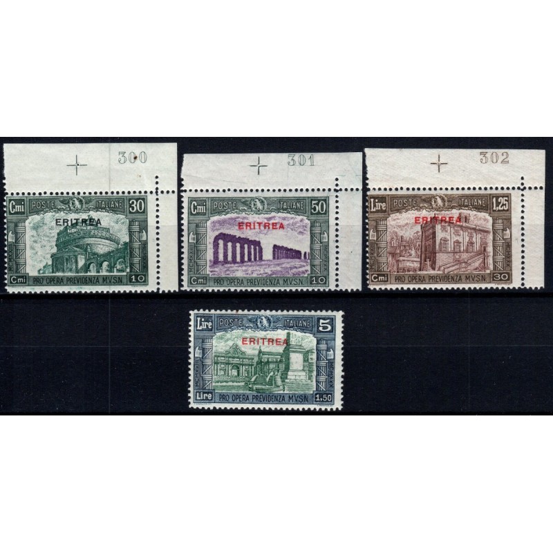 COLONIE 1930 ERITREA MILIZIA III 4 VALORI S.38 G.I MNH**  | Filatel...