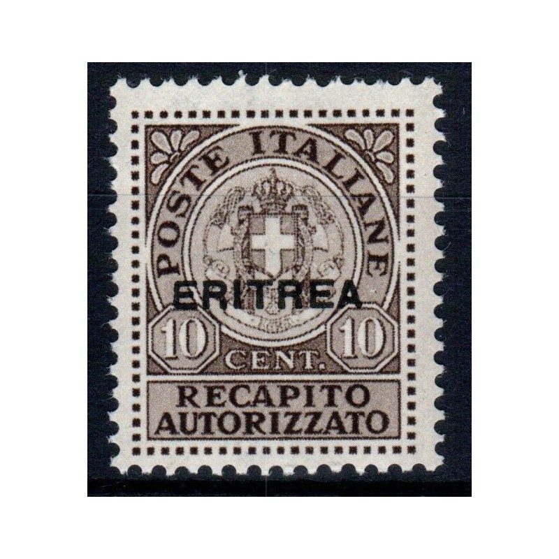 COLONIE 1939 ERITREA RECAPITO AUTORIZZATO 10 C. N.1 G.I MNH**  | Fi...