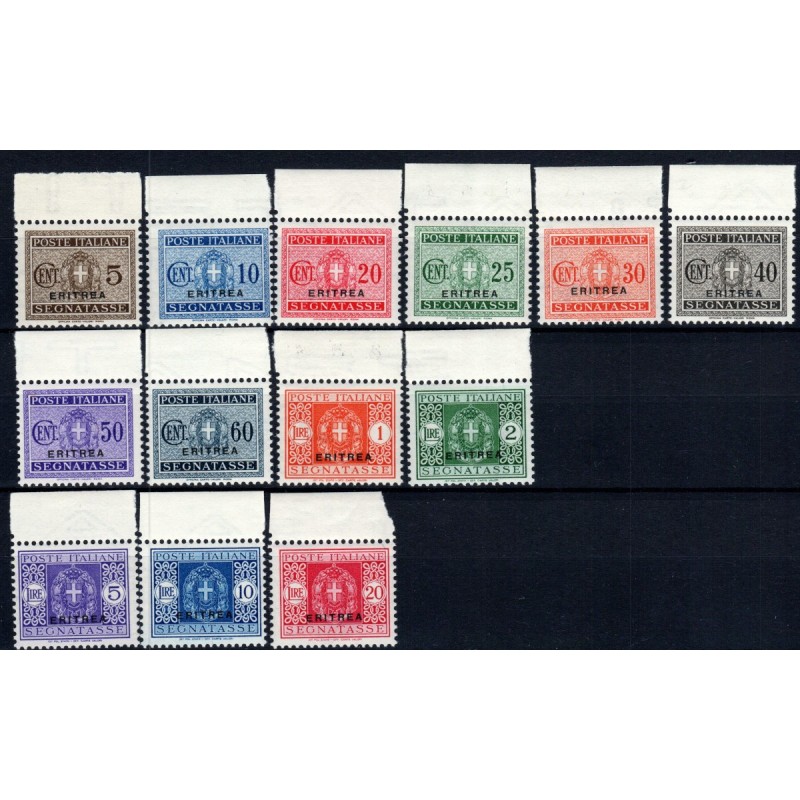 COLONIE 1934 ERITREA SEGNATASSE 13 VALORI S.62 CON BORDO G.I MNH** ...