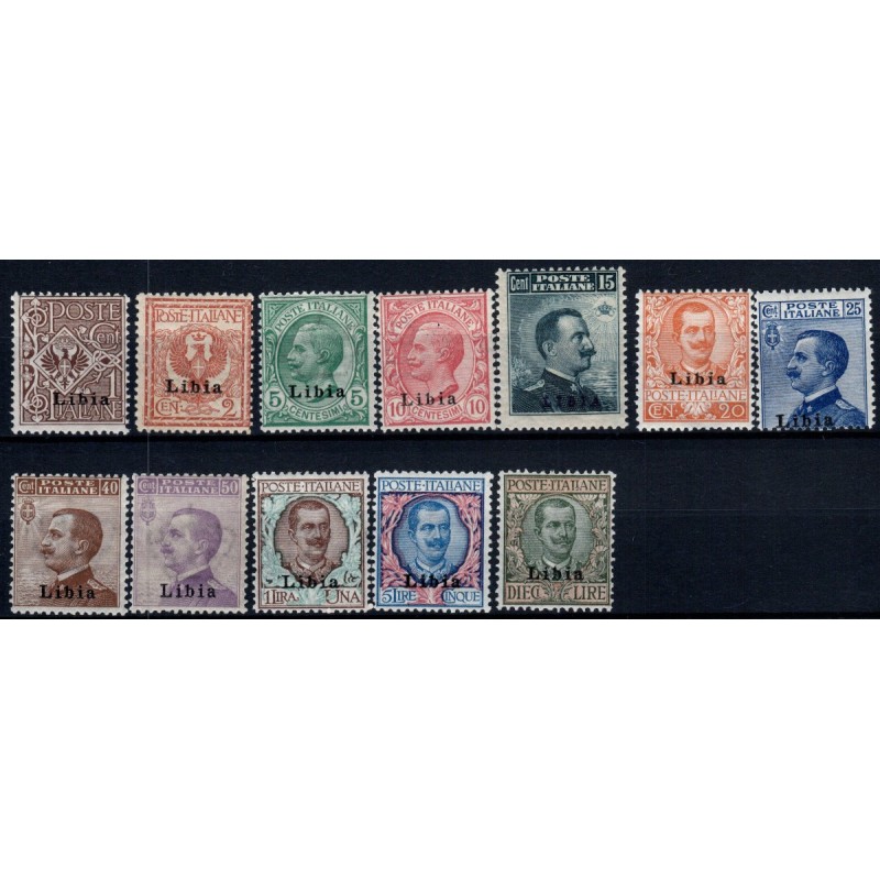 COLONIE 1912-17 LIBIA SOPR. 12 VALORI S.1 G.I MNH** CERT. COLLA  | ...