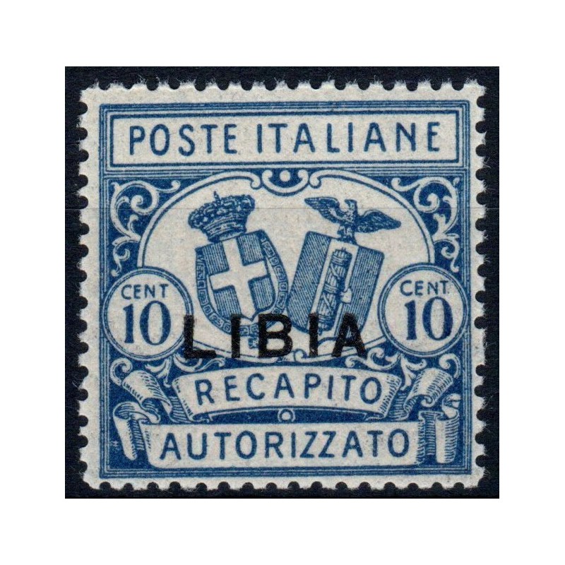 COLONIE 1929 LIBIA RECAPITO AUTORIZZATO 10 CENT. DENT 14 G.I MNH** ...