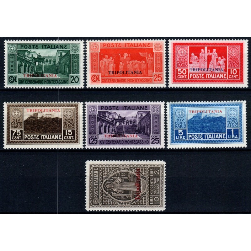 COLONIE 1929 TRIPOLITANIA MONTECASSINO 7 VALORI G.I MNH**  | Filate...