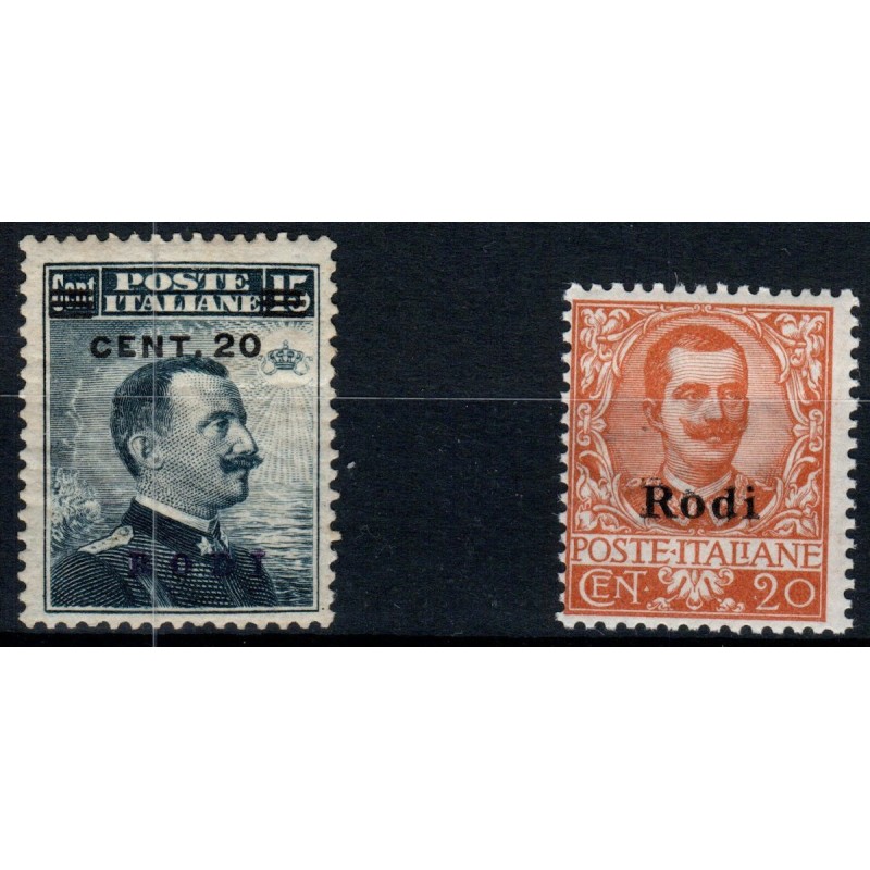 COLONIE 1912-16 EGEO SOPR. RODI N.8 - N.9 G.I MNH**  | Filatelia Me...