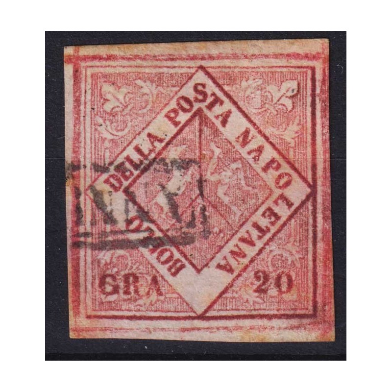 NAPOLI 1858 20 GRANA FALSO V TIPO CARMINIO N.F12 US. CERT.  | Filat...