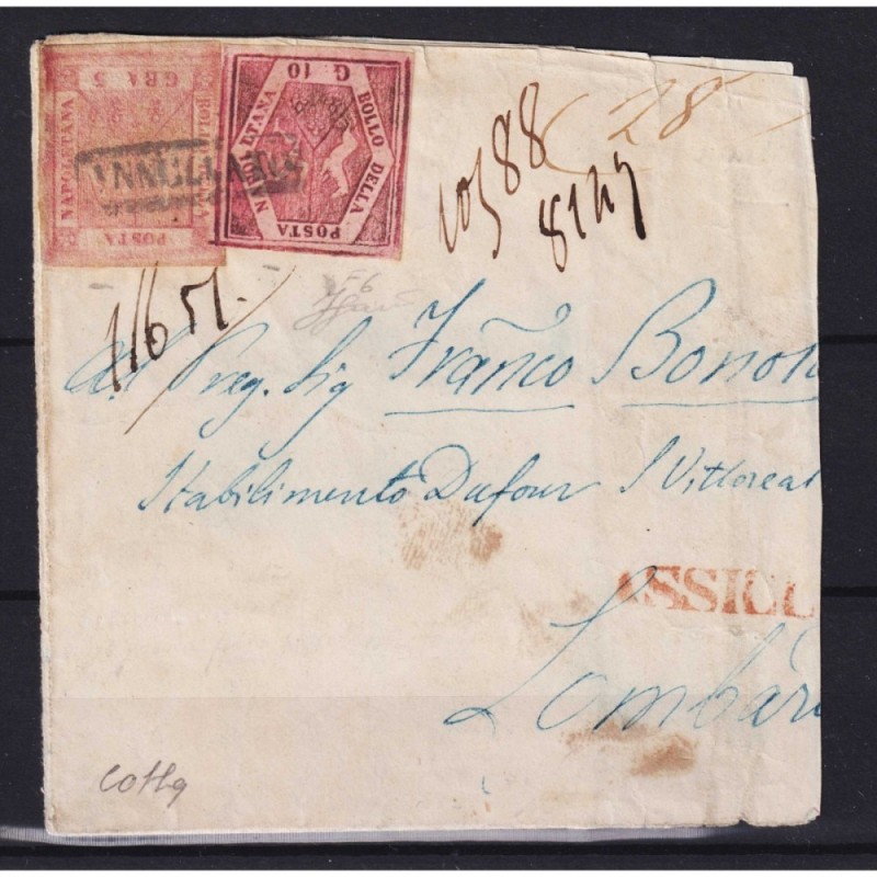 NAPOLI 1858 10 GR. FALSO IV TIPO + 5 GRANA CARMINIO ROSA N.F6-9 SU ...