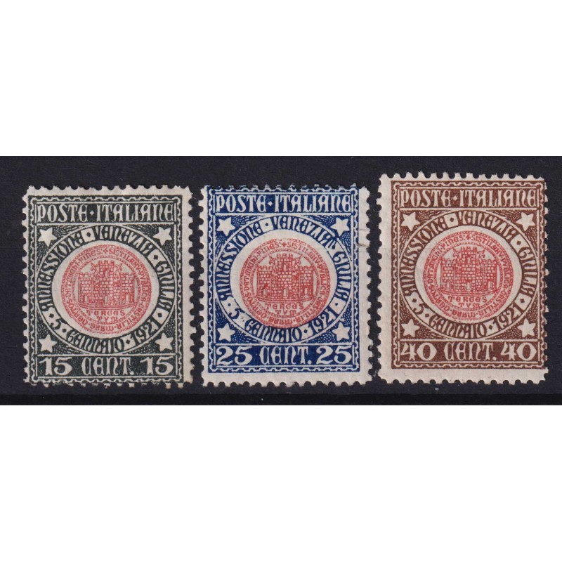 REGNO D'ITALIA 1921 ANNESSIONE VENEZIA GIULIA 3 V. G.O MH*  | Filat...