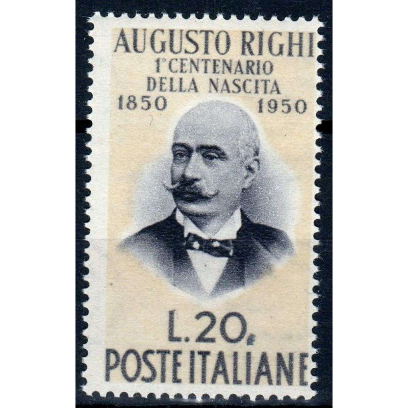 REPUBBLICA 1950 AUGUSTO RIGHI 20 LIRE G.I MNH** BEN CENTRATO 7  | F...