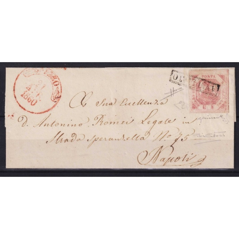 NAPOLI 1858 2 GRANA III TAV. ROSA LILLA CARMINATO DOPPIA STAMPA SU ...