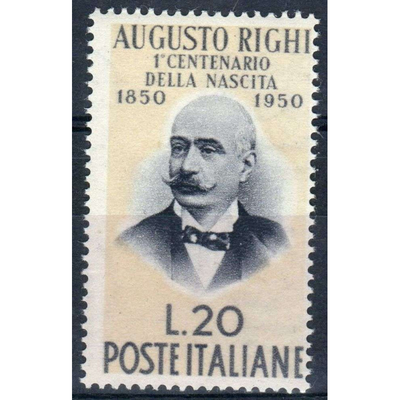 REPUBBLICA 1950 AUGUSTO RIGHI 20 LIRE G.I MNH** BEN CENTRATO 9  | F...