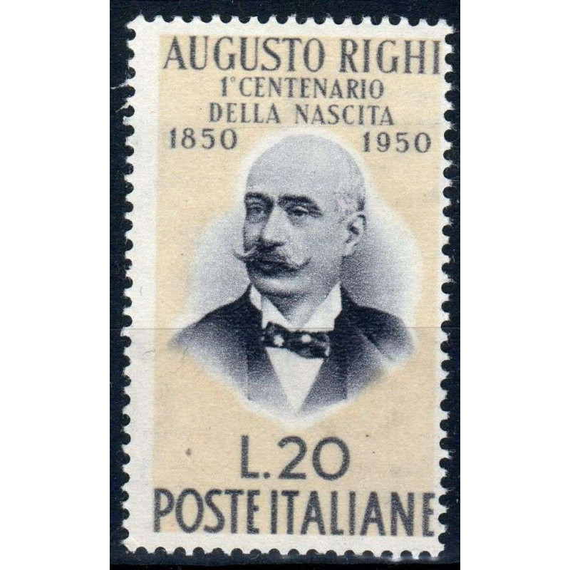 REPUBBLICA 1950 AUGUSTO RIGHI 20 LIRE G.I MNH** BEN CENTRATO 10  | ...