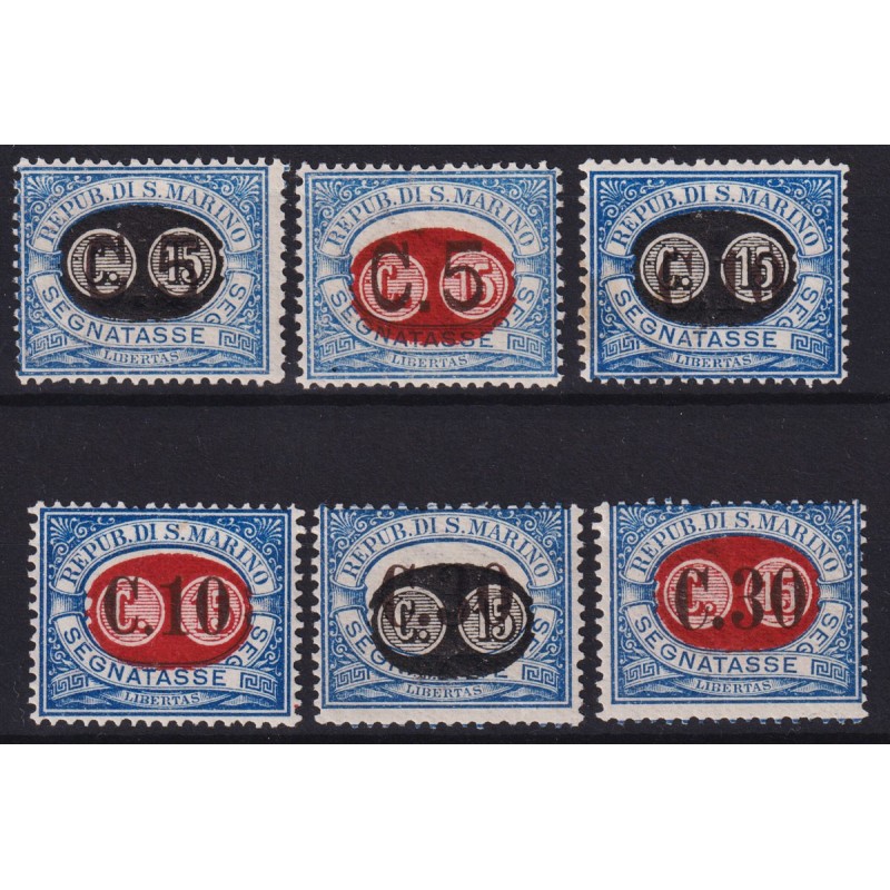 SAN MARINO 1931 SEGNATASSE MASCHERINE SAGGI 6 V. N.32A-34A G.I MNH*...