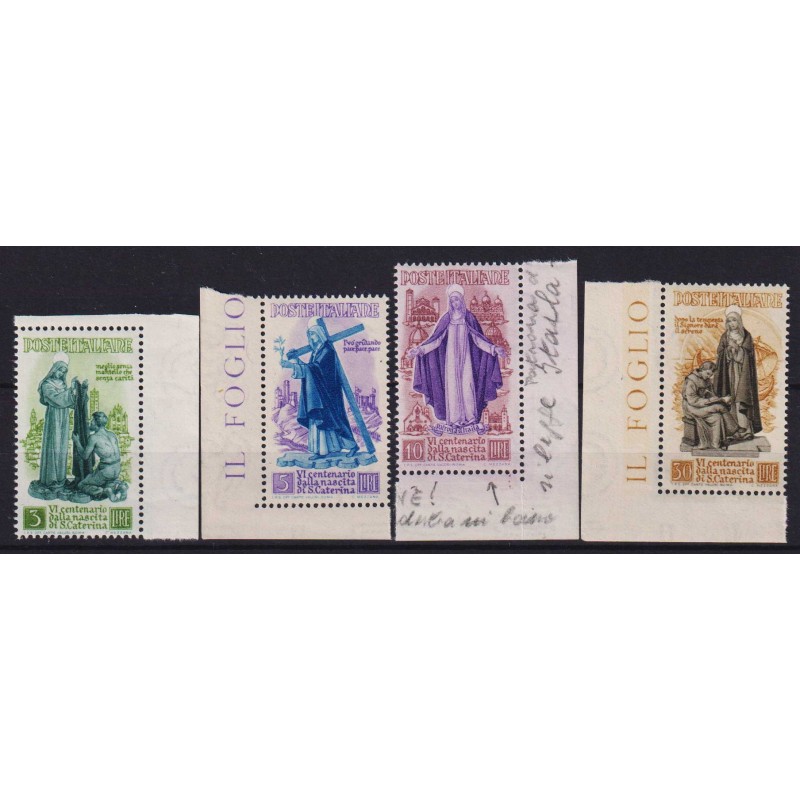 REPUBBLICA 1948 SANTA CATERINA 4 V. G.I MNH** ANGOLO FOGLIO  | Fila...