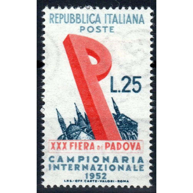 REPUBBLICA 1952 FIERA DI PADOVA G.I MNH** BEN CENTRATO 7  | Filatel...