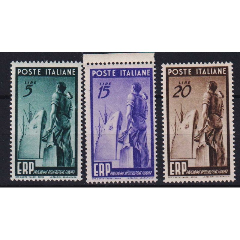 REPUBBLICA 1949 E.R.P 3 V. G.I MNH**  | Filatelia Meloni