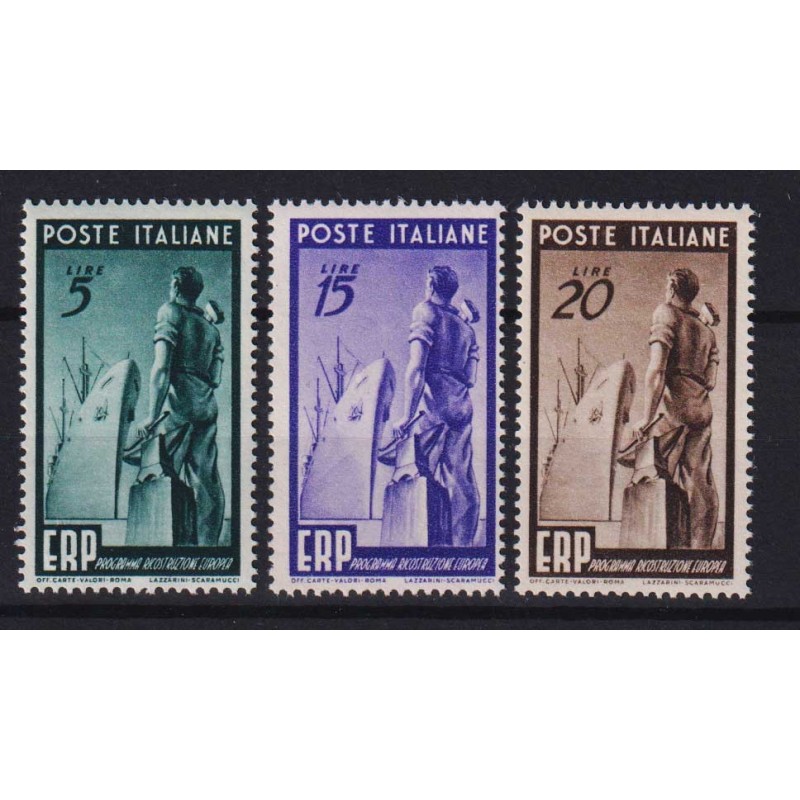 REPUBBLICA 1949 E.R.P 3 V. G.I MNH**  | Filatelia Meloni