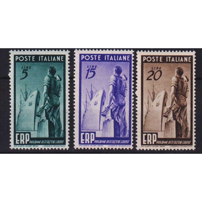 REPUBBLICA 1949 E.R.P 3 V. G.I MNH**  | Filatelia Meloni