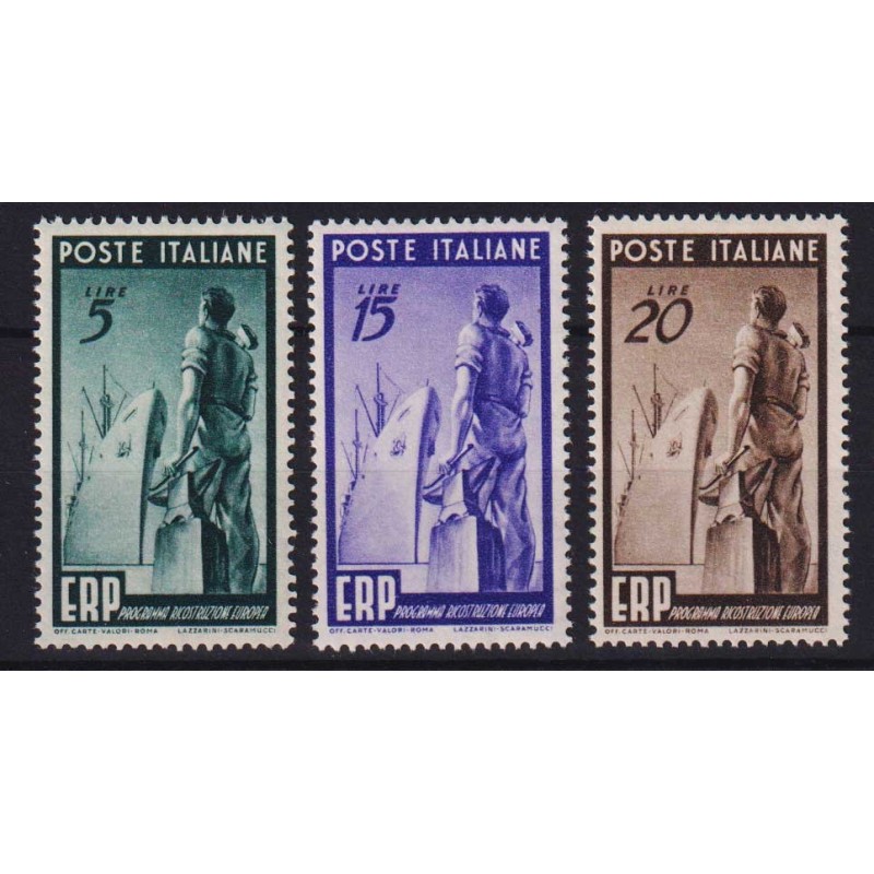 REPUBBLICA 1949 E.R.P 3 V. G.I MNH**  | Filatelia Meloni