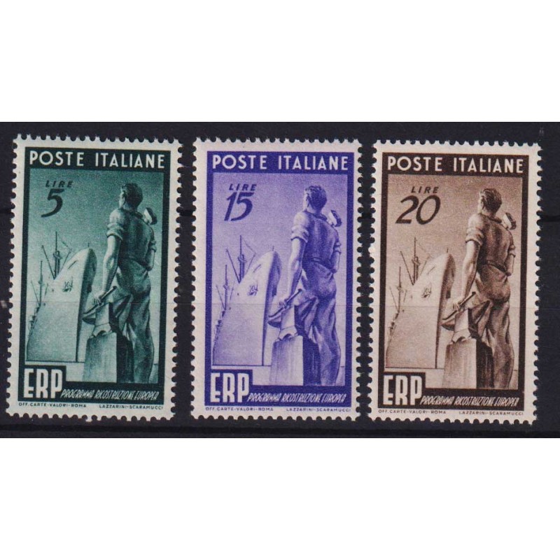 REPUBBLICA 1949 E.R.P 3 V. G.I MNH**  | Filatelia Meloni