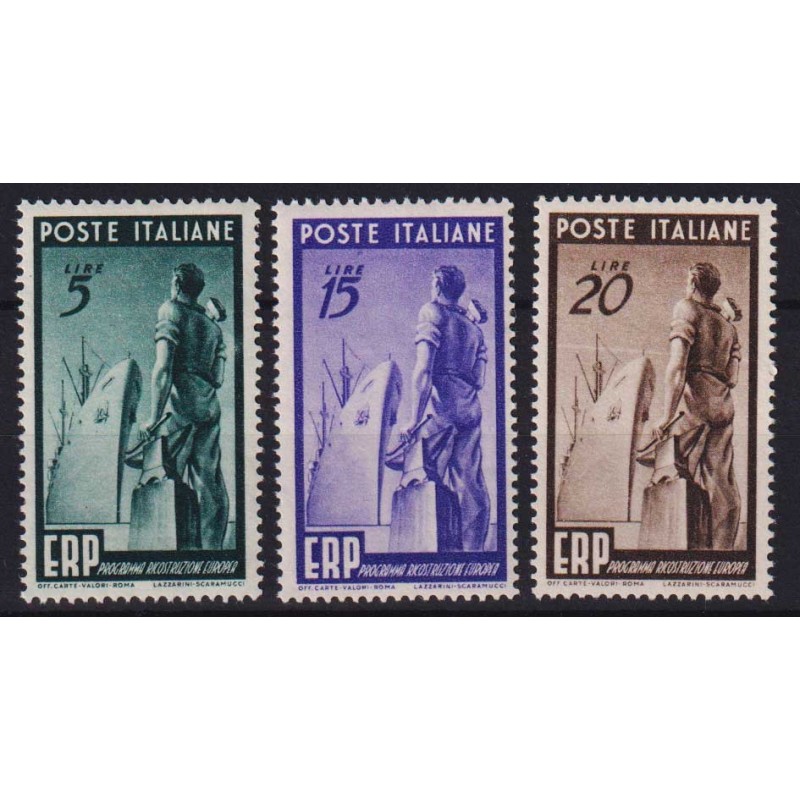 REPUBBLICA 1949 E.R.P 3 V. G.I MNH**  | Filatelia Meloni