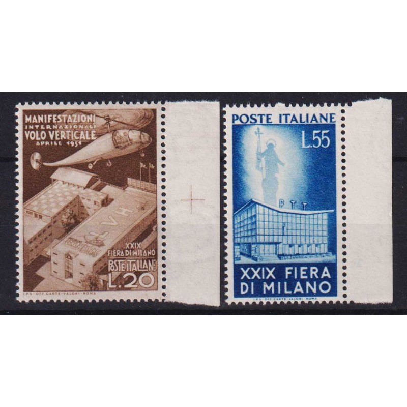 REPUBBLICA 1951 FIERA DI MILANO 2 V. G.I MNH** BORDO FOGLIO  | Fila...