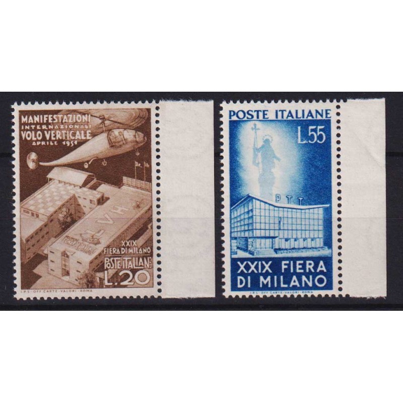 REPUBBLICA 1951 FIERA DI MILANO 2 V. G.I MNH** BORDO FOGLIO  | Fila...