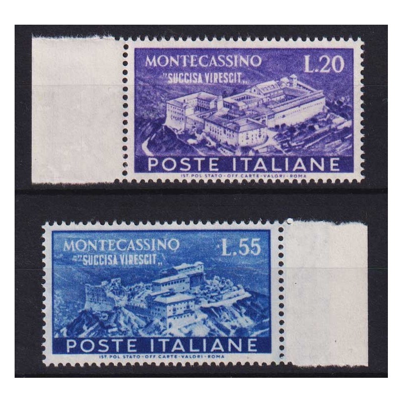 REPUBBLICA 1951 MONTECASSINO 2 V. G.I MNH** BORDO FOGLIO  | Filatel...