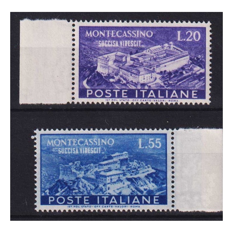 REPUBBLICA 1951 MONTECASSINO 2 V. G.I MNH** BORDO FOGLIO  | Filatel...