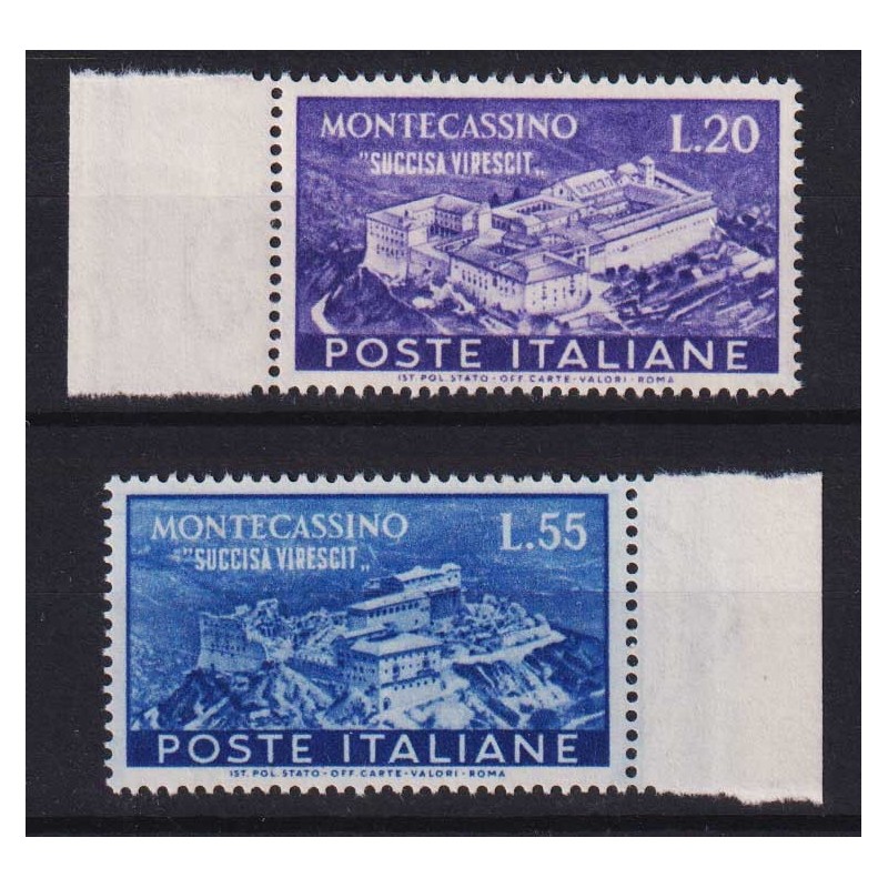 REPUBBLICA 1951 MONTECASSINO 2 V. G.I MNH** BORDO FOGLIO  | Filatel...