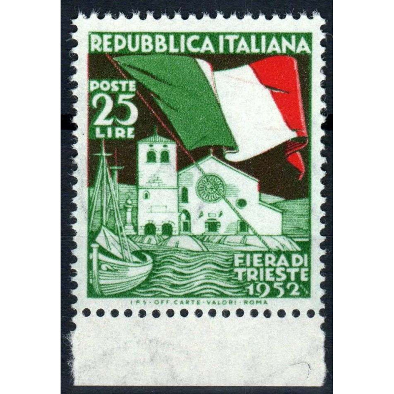 REPUBBLICA 1952 FIERA DI TRIESTE G.I MNH** BORDO FOGLIO 4  | Filate...