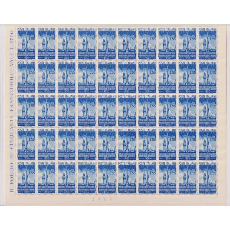 REPUBBLICA 1950 FOGLI RADIODIFFUSIONE 50 V. G.I MNH** CERT.  | Fila...