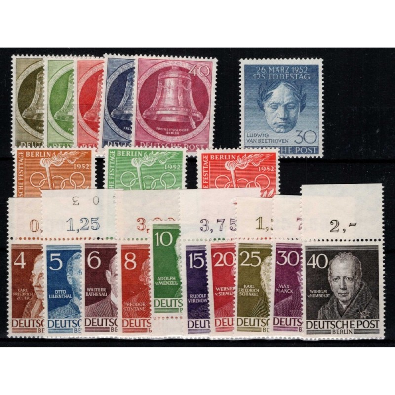 GERMANIA BERLINO 1952 4 SERIE 19 VALORI G.I MNH**  | Filatelia Meloni