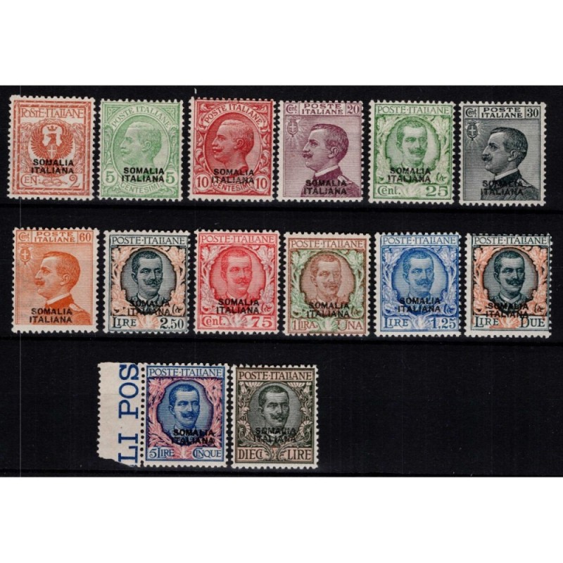 COLONIE SOMALIA 1926-30 SERIE COMPLETA SOPR. 14 V. G.I MNH** CERT. ...