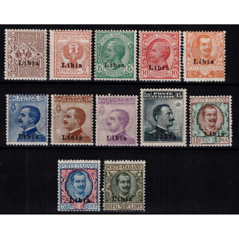 COLONIE LIBIA 1912-15 SERIE COMPLETA 12 V. N.1-12 G.I MNH** CERT.  ...