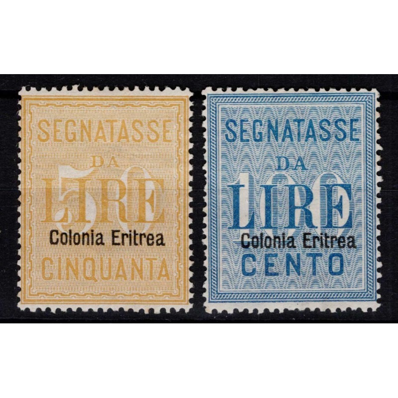 COLONIE ERITREA 1903 SEGNATASSE N.12-13 G.I MNH** CERT.  | Filateli...