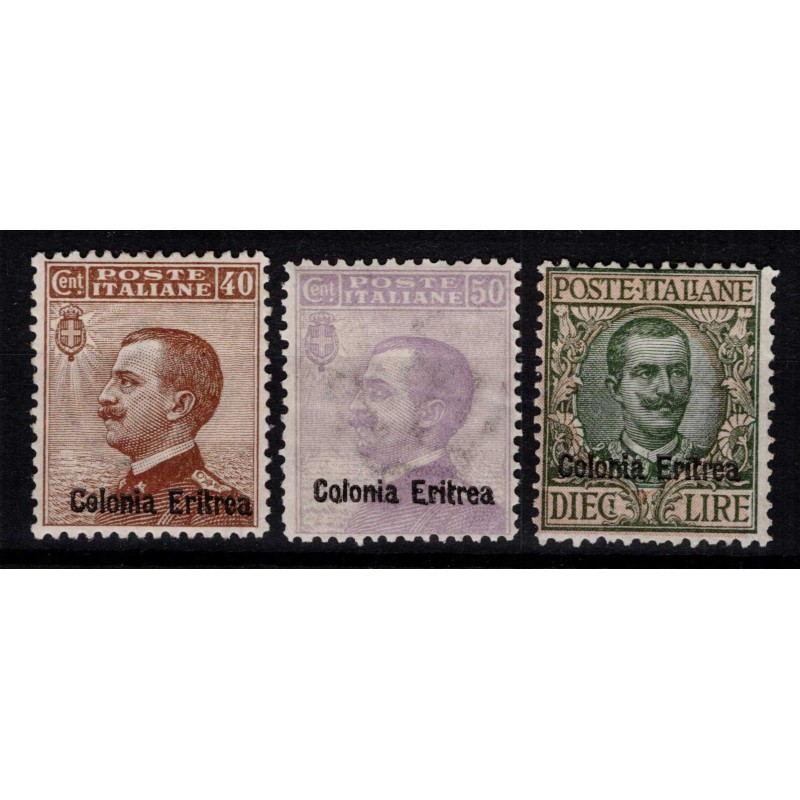 COLONIE ERITREA 1916 SERIE COMPLETA 3 V. N.38-40 G.I MNH** CERT.  |...