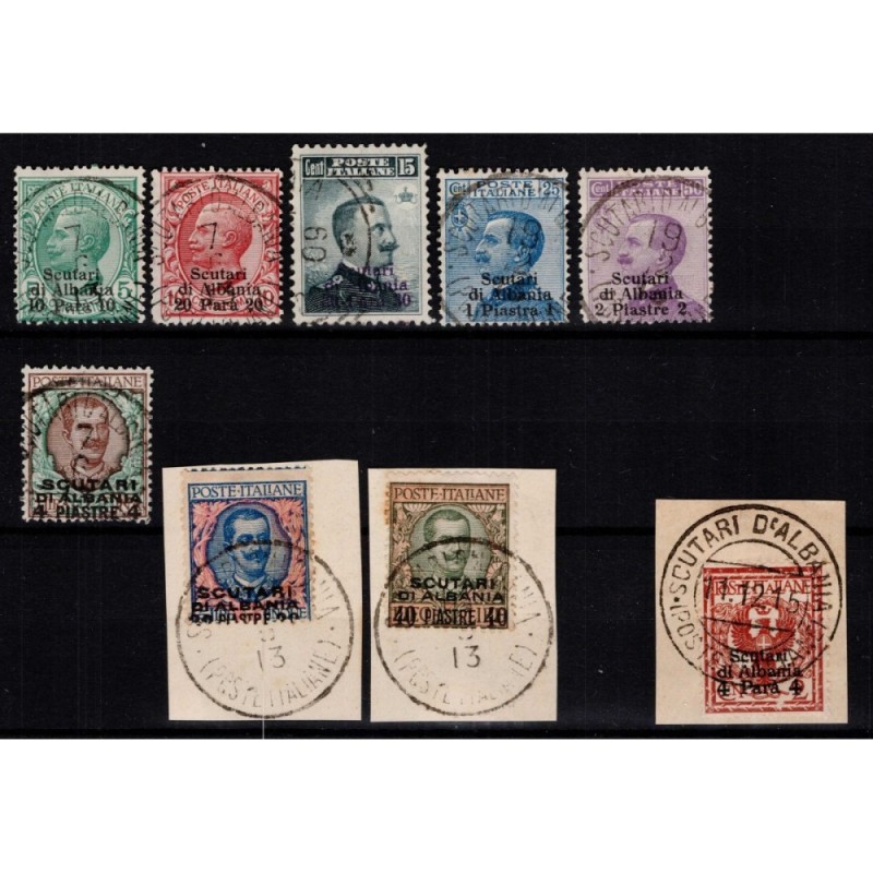 OCCUPAZIONI LEVANTE SCUTARI 1909-11 SERIE CPL 9 V. US. CERT.  | Fil...