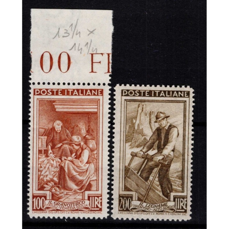 REPUBBLICA 1950 ITALIA A LAVORO 100 E 200 LIRE G.I MNH**  | Filatel...