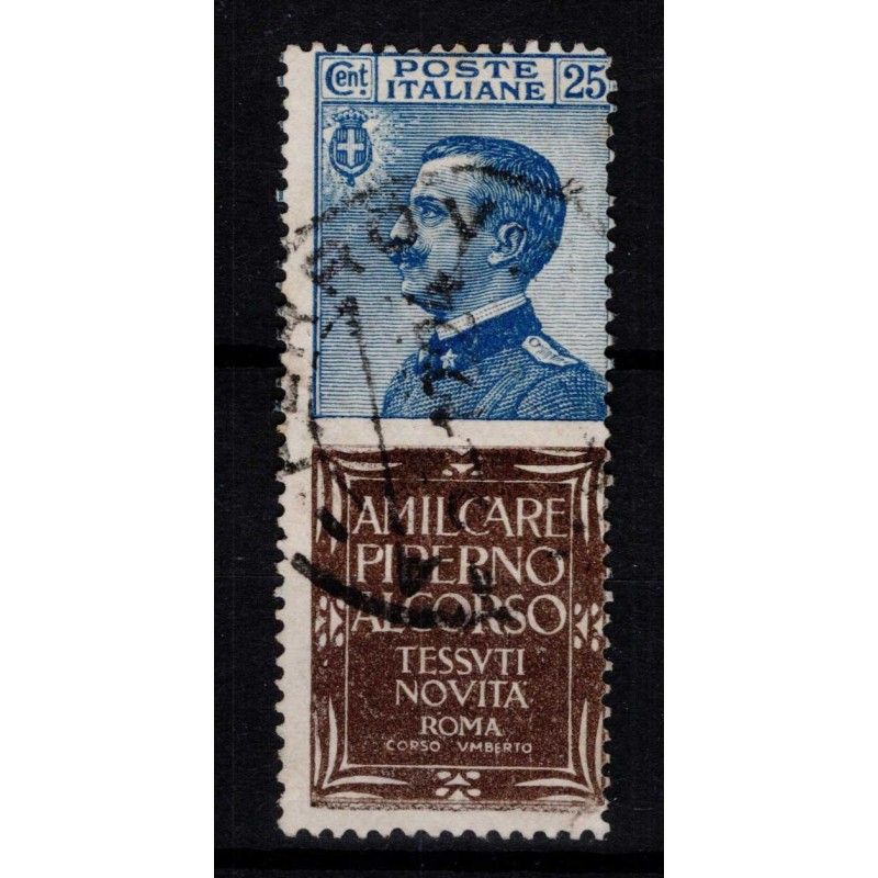 REGNO D'ITALIA 1924-25 PUBBLICITARI 25 CENTESIMI PIPERNO N.6 US. CE...