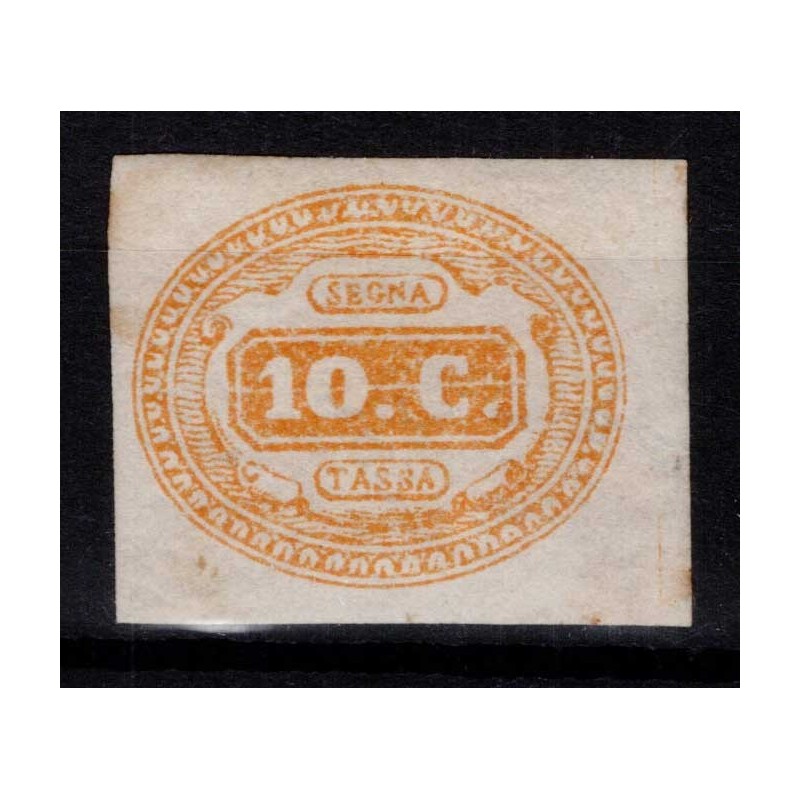 REGNO D'ITALIA 1863 SEGNATASSE 10 CENTESIMI N.1a G.O MLH* LEGGI CER...