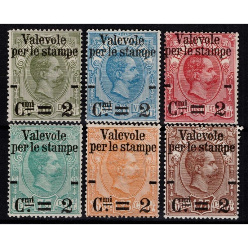 REGNO D'ITALIA 1890 VALEVOLE PER LE STAMPE 6 V. G.I MNH** CERT. CEN...