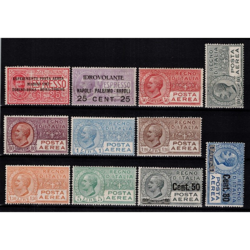 REGNO D'ITALIA POSTA AEREA 4 SERIE 11 VALORI G.I MNH**  | Filatelia...